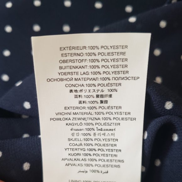 SOLD Michael Kors Womens Dress Large Polka Dot Georgette Tie-Neck Navy Poet Slv - Picture 11 of 12